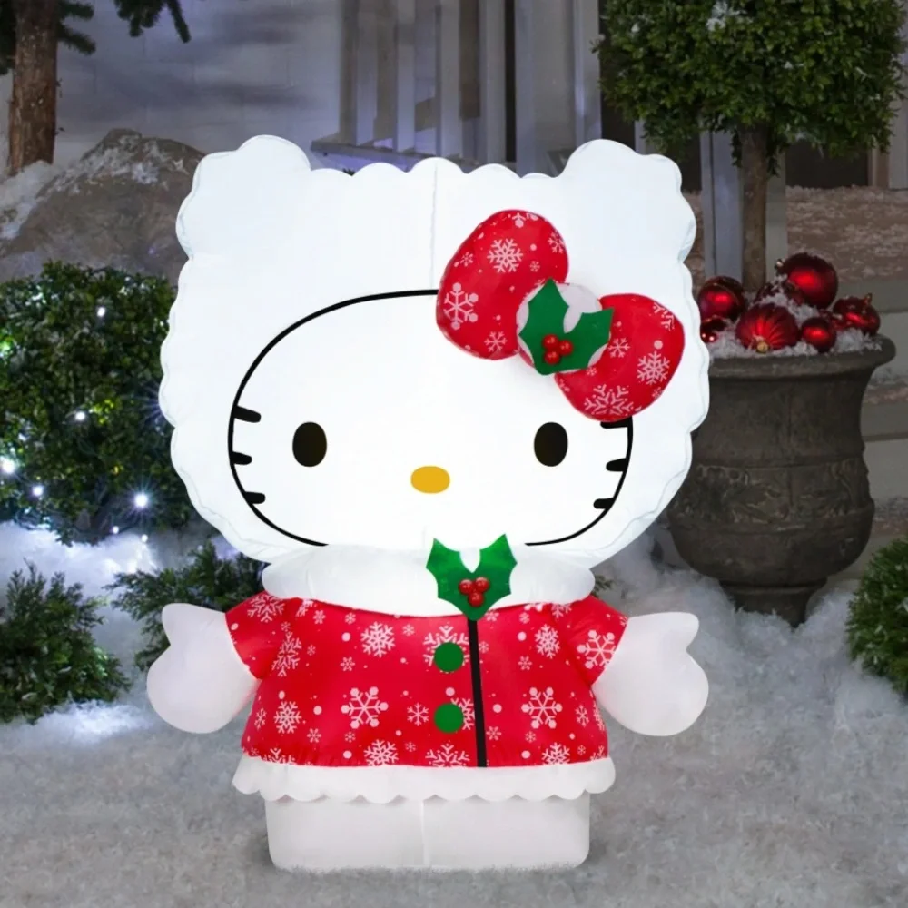 Hello Kitty Christmas Light up AirBlown Inflatable in a Snowflake Dress. NEW!